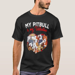 Mein Pitbull ist mein Valentiner Pittie Herzklopfh T-Shirt