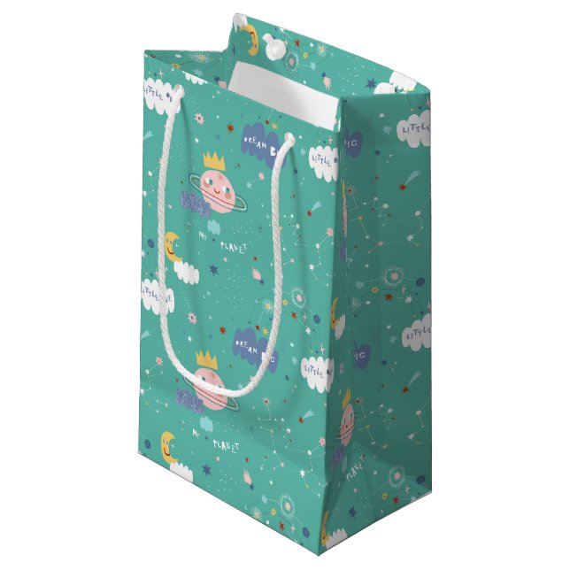 Mein Planet träumt ein großes Muster Kleine Geschenktüte (Vorderseite Schrägansicht)