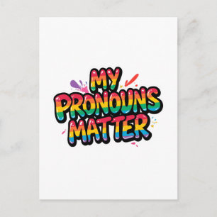Mein Pronomen ist wichtig Stolz Design LGBTQ+ Zi Postkarte