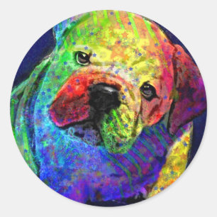 mein psychedelischer Bulldog Runder Aufkleber