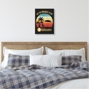 Mein Rentenplan Bitcoin Strand Sonnenuntergang Leinwanddruck