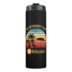 Mein Rentenplan Bitcoin Strand Sonnenuntergang Thermosbecher