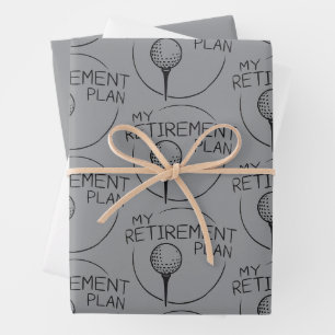 Mein Rentenplan Lustiger Spruch Golfen Golfer Geschenkpapier Set