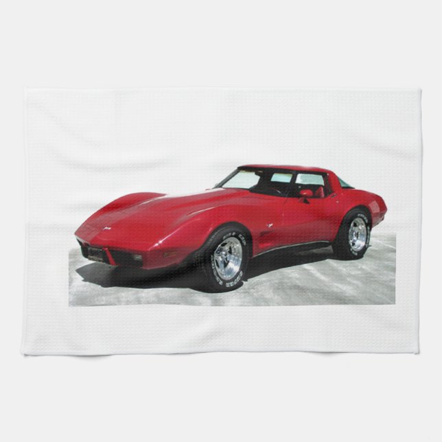 Mein Rotes Korvette von 1979 Geschirrtuch (Horizontal)