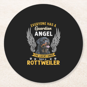 Mein Rottweiler ist ein Schutzengel-Geschenk für  Runder Pappuntersetzer