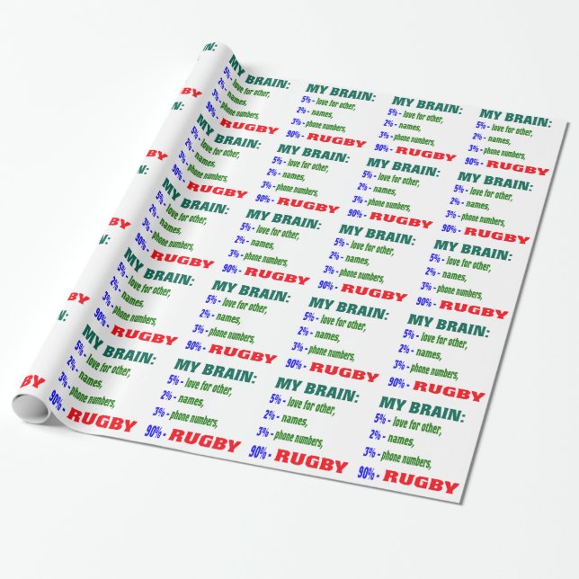 Mein Rugby des Gehirn-90% Geschenkpapier (Ungerollt)