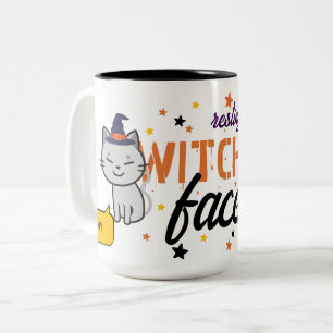 Mein ruhendes Hexengesicht ist süß   Sterne, Katze Zweifarbige Tasse