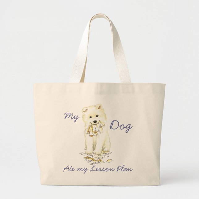 Mein Samoyed Ate my Lessingplan Jumbo Stoffbeutel (Vorne)