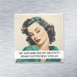 Mein Sarcasm Funny Retro 50er Sprichwort Magnet<br><div class="desc">Dieses Design wurde mithilfe von digitaler Kunst erstellt und kann in dem Bereich personalisiert sein, der zur Verfügung gestellt wird, oder indem Sie den Klick wählen, um weitere Optionen anzupassen und den Namen, die Initialen oder die Wörter zu ändern. Sie können auch die Textfarbe und den Textstil ändern oder den...</div>