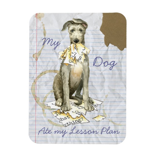 Mein schottischer Deerhound Ate my Lessingplan Magnet (Vertikal)