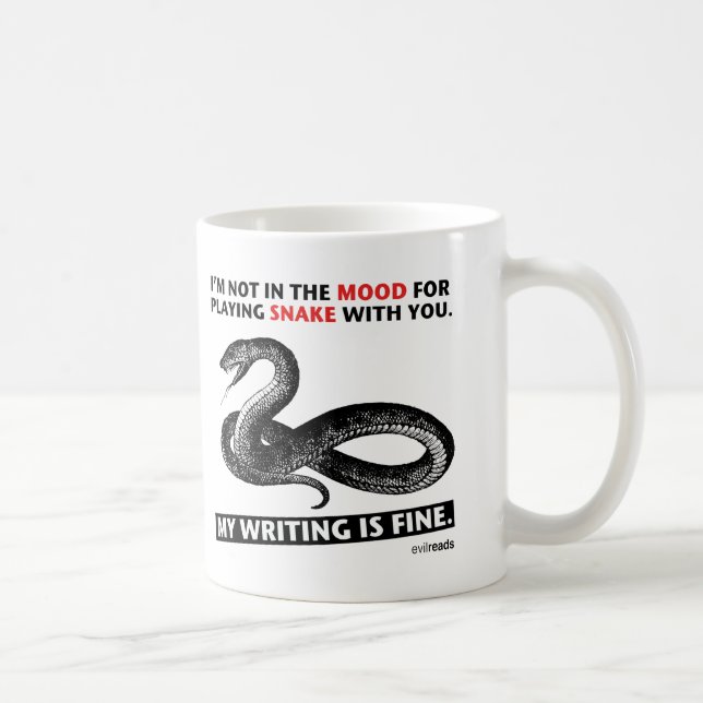 "Mein Schreiben ist fein" Schlangen-Tasse Kaffeetasse (Rechts)