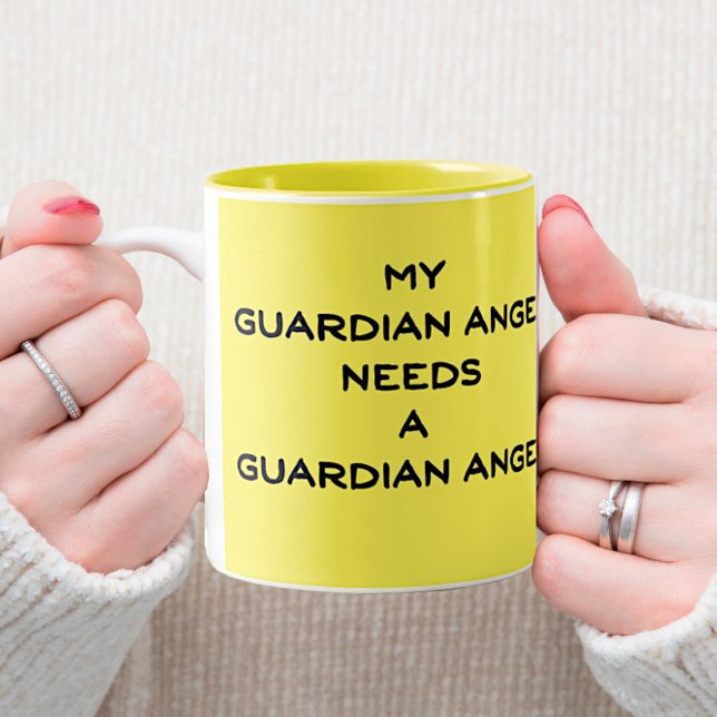 Mein Schutzengel braucht einen Schutzengel. Zweifarbige Tasse (Von Creator hochgeladen)