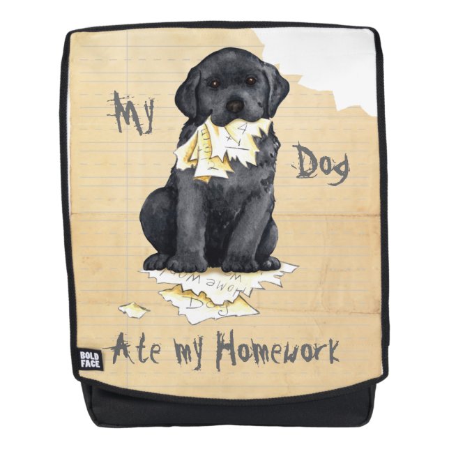 Mein schwarzer Labrador aß meine Hausaufgaben Rucksack (Vorderseite)