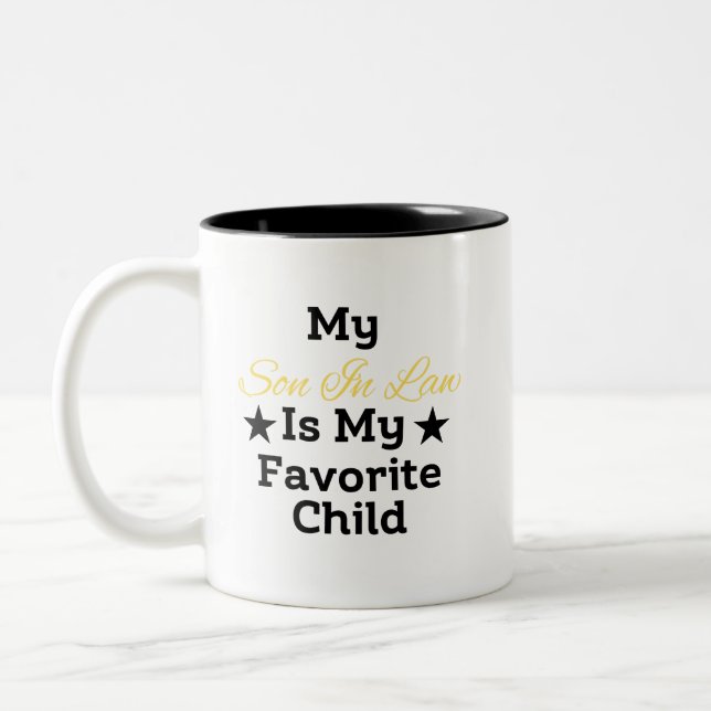 Mein Schwiegersohn ist mein Lieblingskind für Mutt Zweifarbige Tasse (Links)
