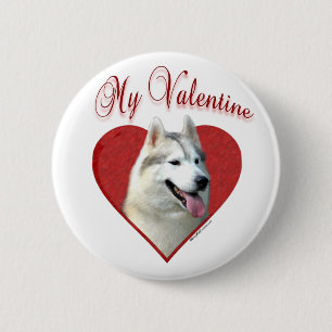 Mein sibirisches Husky-Valentin: Huskies der Liebe Button