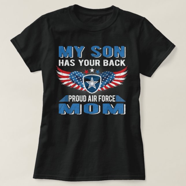 Mein Sohn hat eine militärische Mama mit Rückenwin T-Shirt (Design vorne)