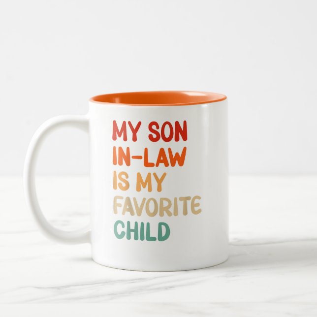 Mein Sohn im Jura ist mein Lieblingskind Zweifarbige Tasse (Links)