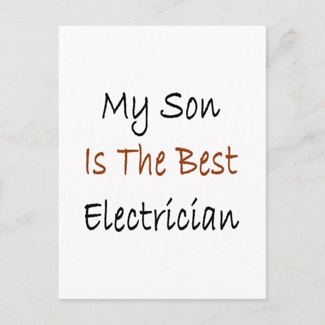 Mein Sohn ist der beste Elektriker Postkarte (Vorderseite)