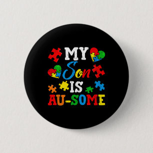 Mein Sohn ist ein Au-some Autismus Awareness Momth Button