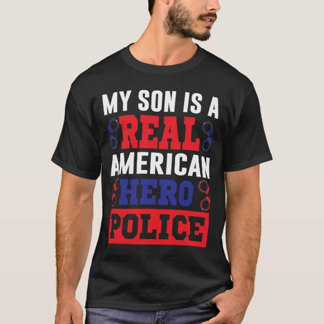 Mein Sohn ist ein echter amerikanischer Heldenpoli T-Shirt (Vorderseite)