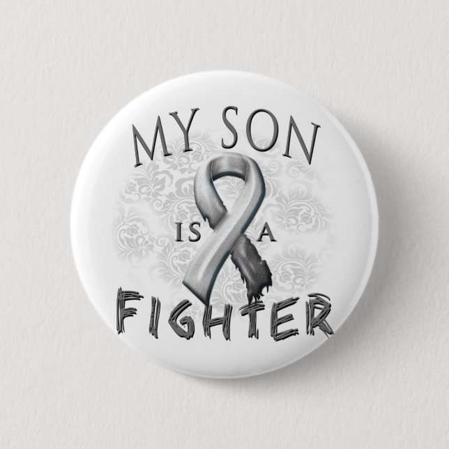 Mein Sohn ist ein Kämpfer-Grau Button (Vorderseite)