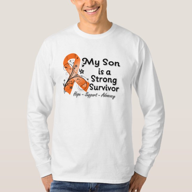 Mein Sohn ist ein starkes Überlebend-Orangen-Band T-Shirt (Vorderseite)
