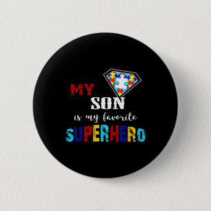 Mein Sohn ist mein Lieblingsheld Autismus Awarenes Button