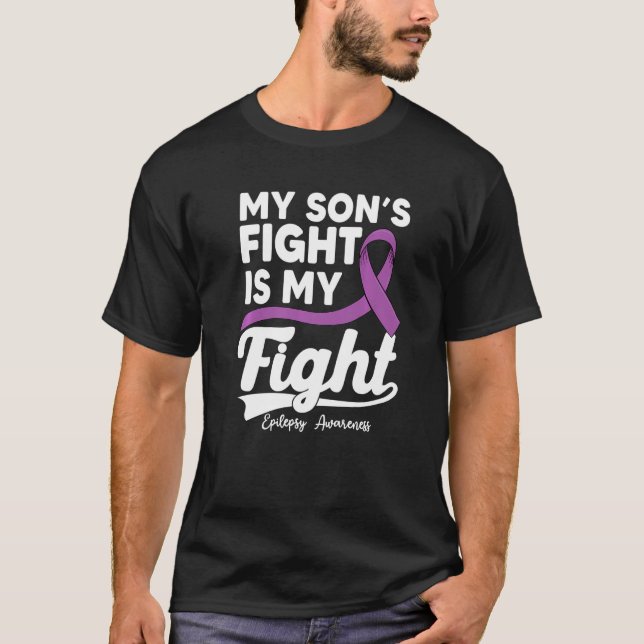 Mein Sohn kämpft mit meinem Kämpfer gegen Epilepsi T-Shirt (Vorderseite)