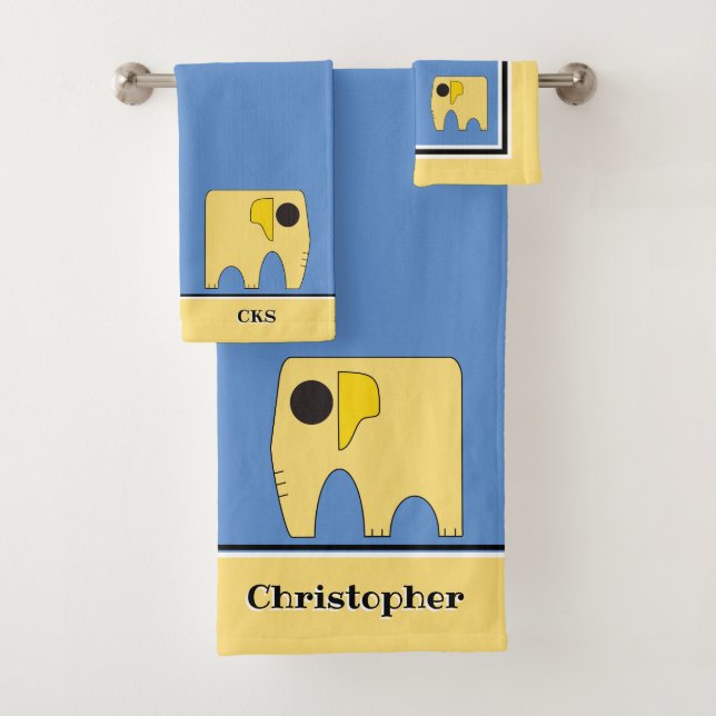 Mein sonniger Elefant - Personalisiert Badhandtuch Set (Insitu)