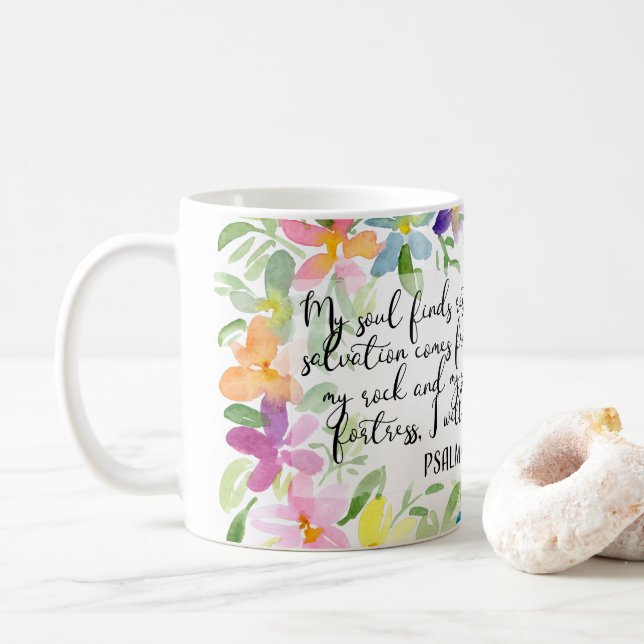 Mein Soul findet Erholung allein in Gott Kaffeetasse (Mit Donut)