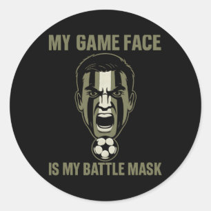 Mein Spielgesicht ist meine Titty-Maske Fußball-Fa Runder Aufkleber
