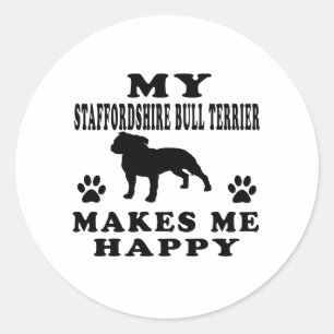 Mein Staffordshire Bull Terrier freut mich Runder Aufkleber