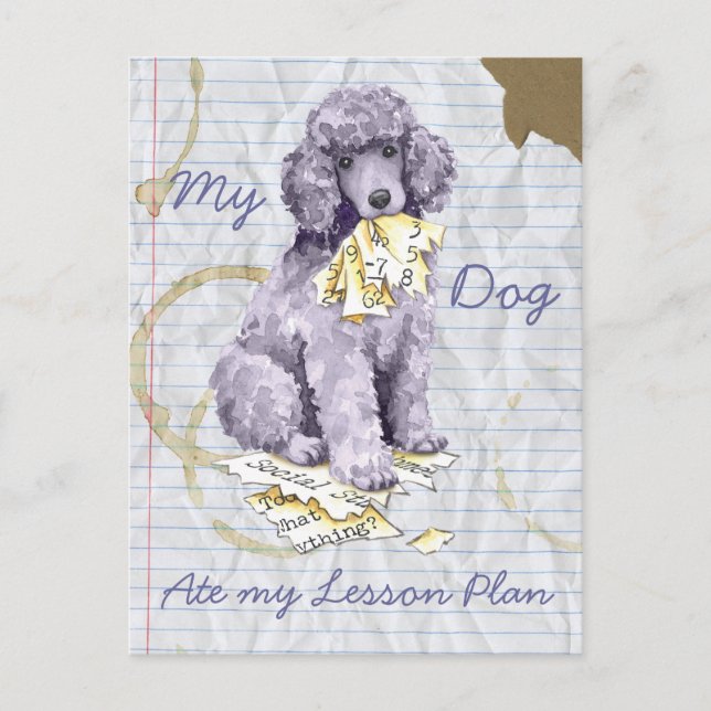Mein Standard Poodle Ate my Lektionsplan Postkarte (Vorderseite)