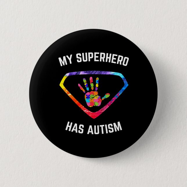 Mein Superheld ist sich Autismus bewusst Button (Vorderseite)