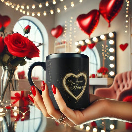 Mein süßes Herz Dazzling Gold Herz Valentine Black Tasse