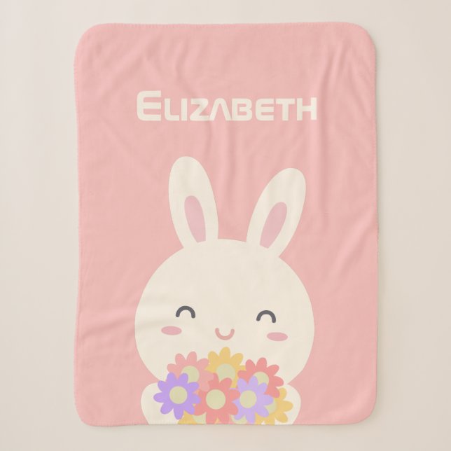 Mein süßes kleines Bunny und meine Blume Pastel Pi Sherpadecke (Vorderseite)