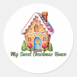 Mein Sweet Christmas Gingerbread House Personalisi Runder Aufkleber