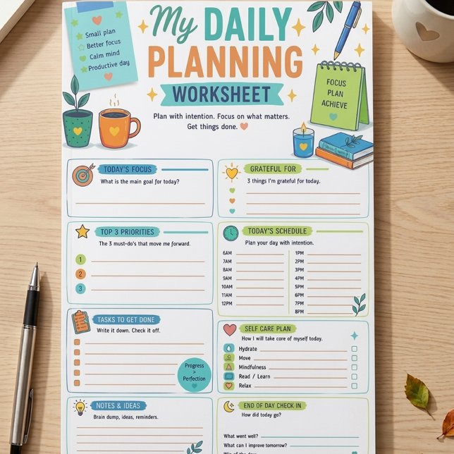 Mein tägliches Planungsarbeitsblatt ⭐ Post-it Klebezettel (Von Creator hochgeladen)