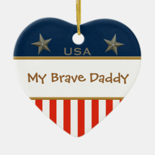 Mein tapferer Daddy Patriotic Heart Frame Keramik Ornament