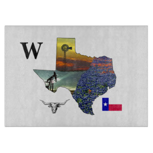 Mein Texas - Kartenumriss-Lenkbügel-Windmühle Schneidebrett