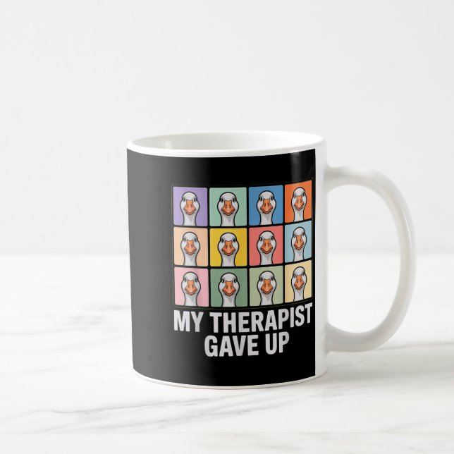 Mein Therapeut hat lustige Gans-Gitternetz-Pop-Art Kaffeetasse (Rechts)