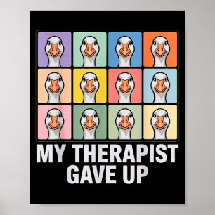 Mein Therapeut hat lustige Gans-Raster-Pop-Art-Mem Poster