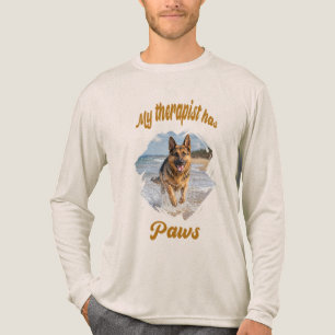 Mein Therapeut hat Pfoten Foto Hund Zitat Witz Tri-Blend Shirt