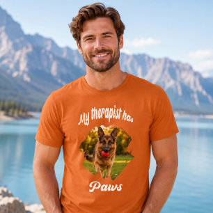 Mein Therapeut hat Pfoten Hund Foto Orange T-Shirt