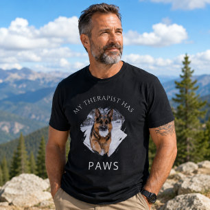 Mein Therapeut hat Pfoten Hund GSD Foto Schwarz T-Shirt