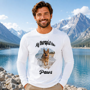 Mein Therapeut hat Pfoten Hunde-Foto-Zitat-Witz Tri-Blend Shirt