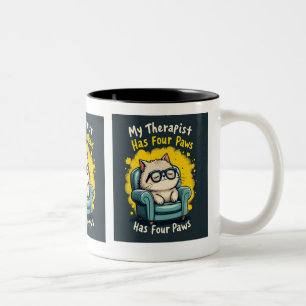 Mein Therapeut hat vier Pfoten Lustiger Katzenlieb Zweifarbige Tasse