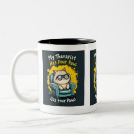 Mein Therapeut hat vier Pfoten Lustiger Katzenlieb Zweifarbige Tasse