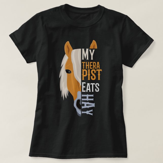 Mein Therapeut isst Hay - Haflinger Pferd T-Shirt (Design vorne)