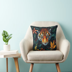 „Mein Tiger“ – Farbporträt eines Tigers Kissen